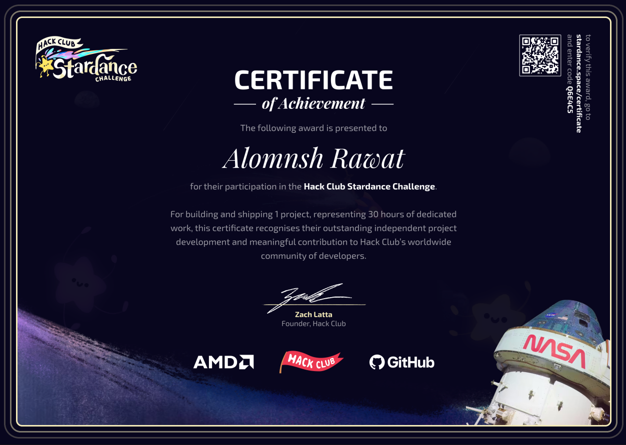 Stardance Certificate